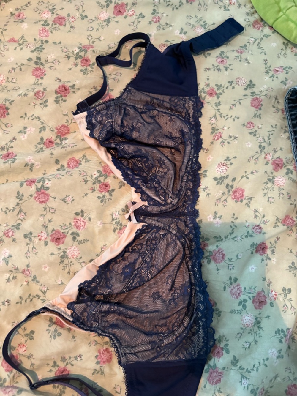 Seraphine Navy and Blush Lace Underwire nursing Bra